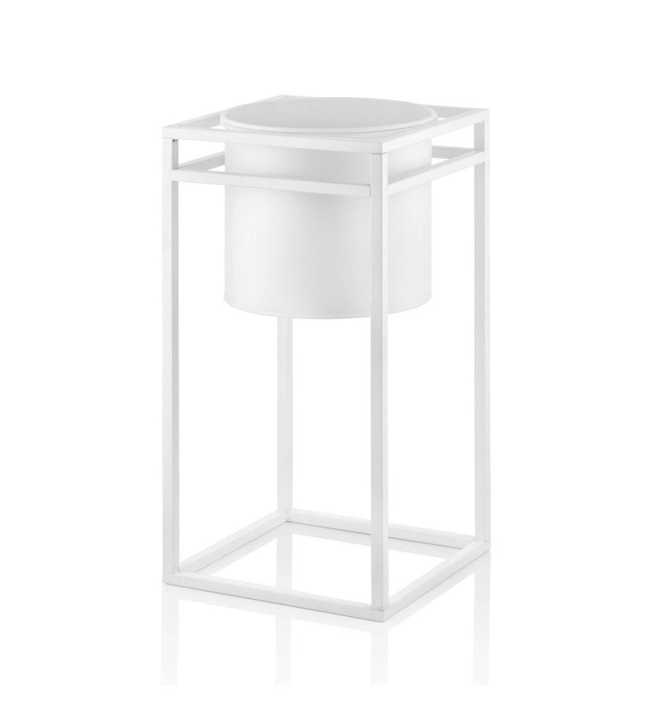 Pot décoratif, blanc, galvanisé