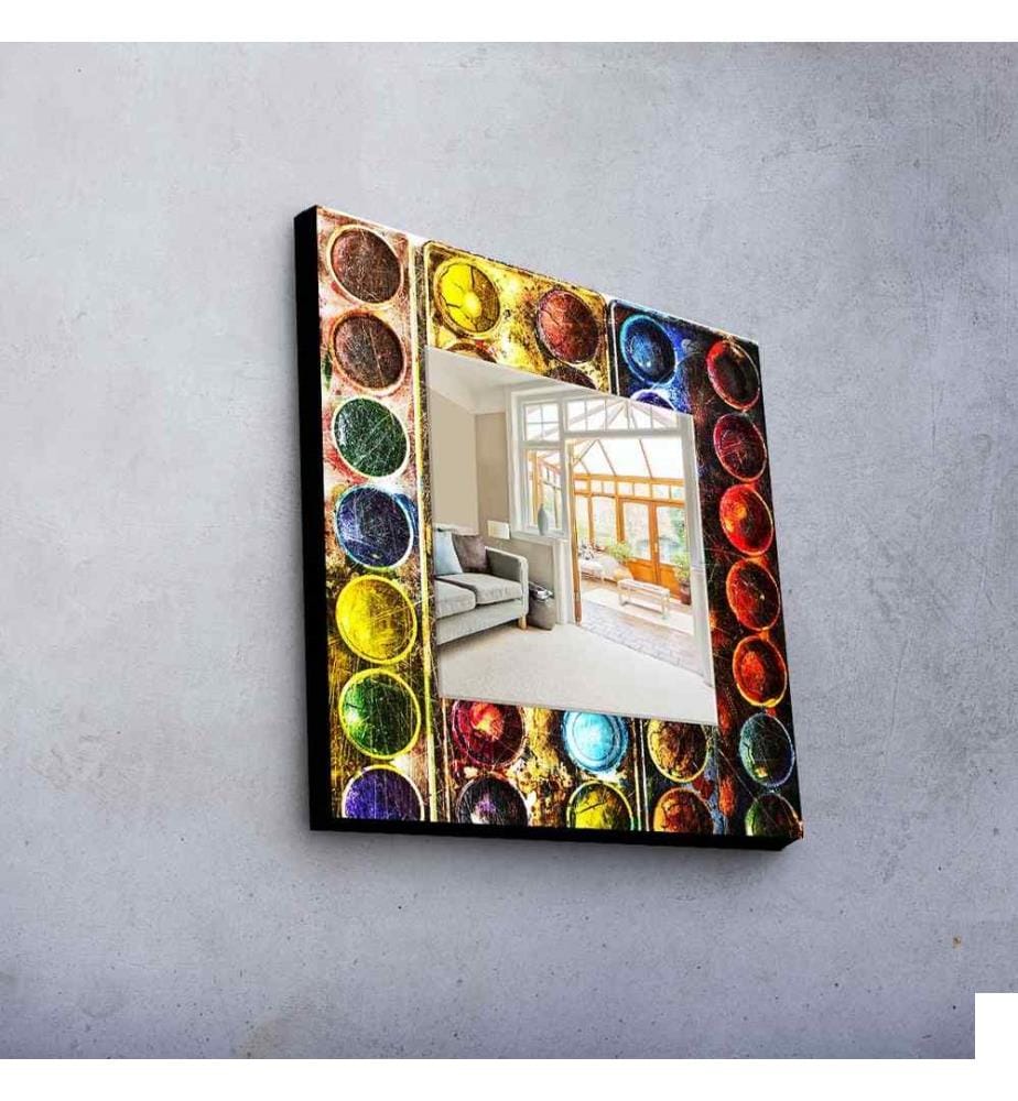 Miroir décoratif, Multicolore, Miroir, Réel, , Cadre en bois de pin