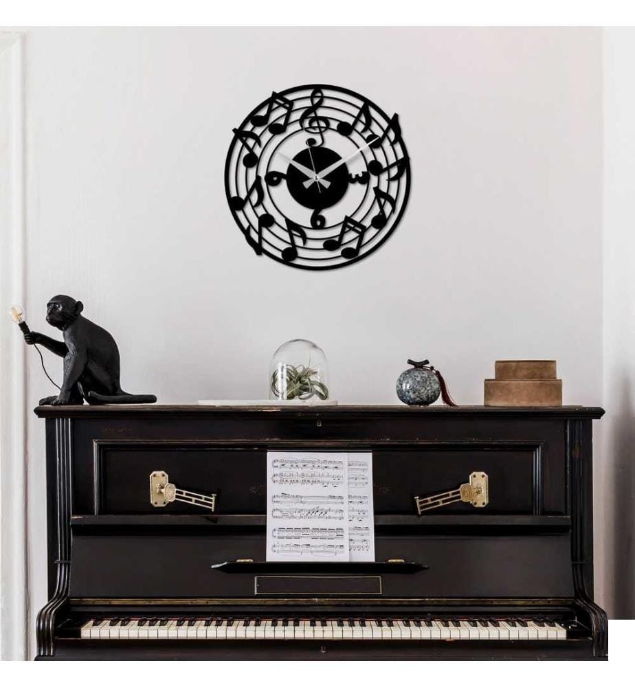 Horloge murale décorative en métal, noire, 100% métal