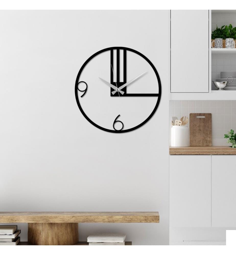 Horloge murale décorative en métal, noire, 100% métal