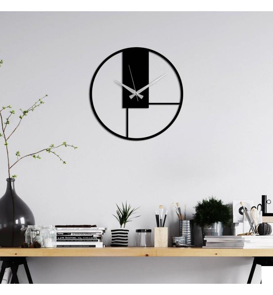 Horloge murale décorative en métal, noire, 100% métal