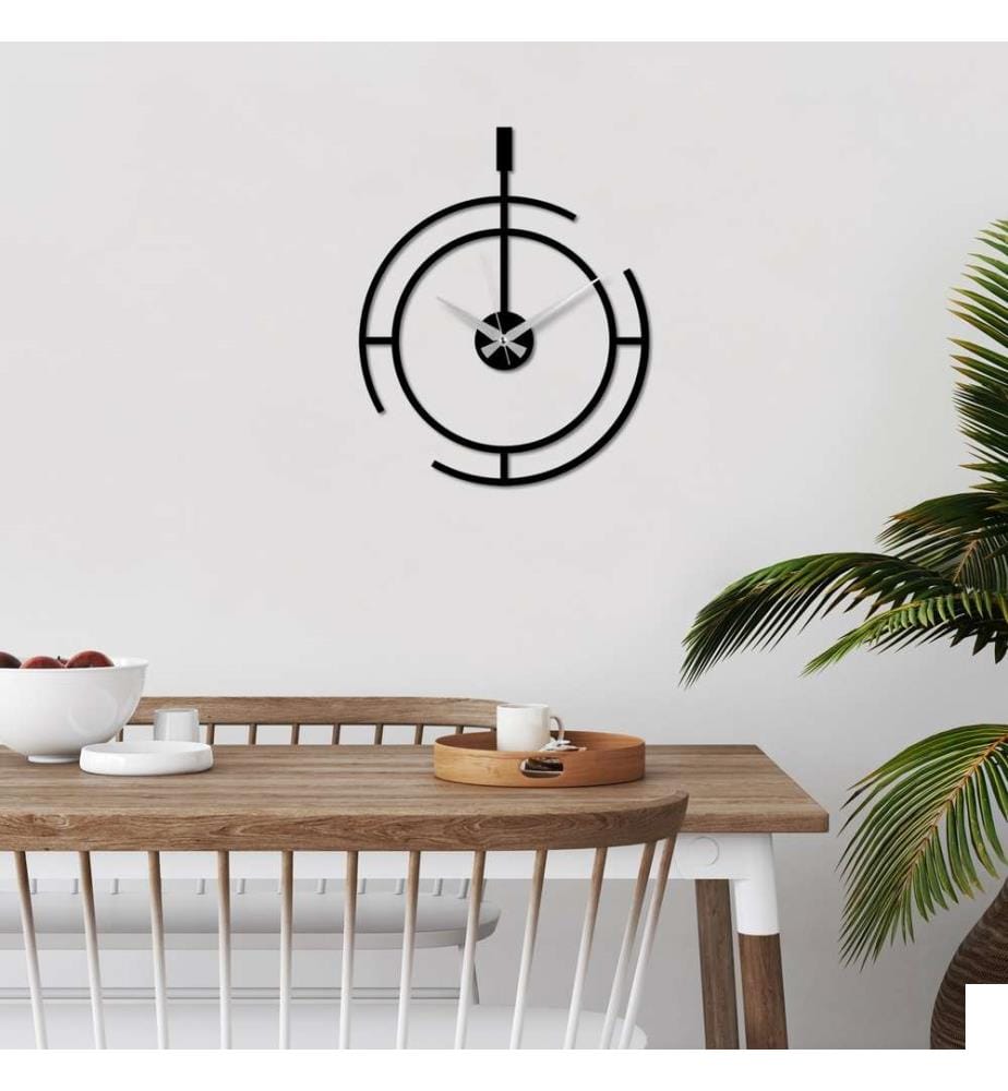 Horloge murale décorative en métal, noire, 100% métal