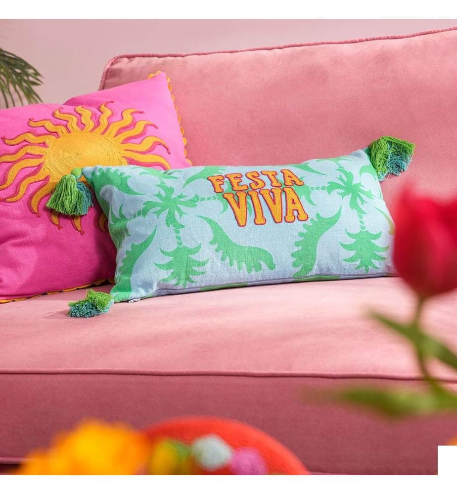 Coussin, vert, bleu, tissu : 100% COTON