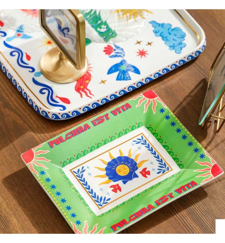 Plateau, Multicolore, 100% PORCELAINE