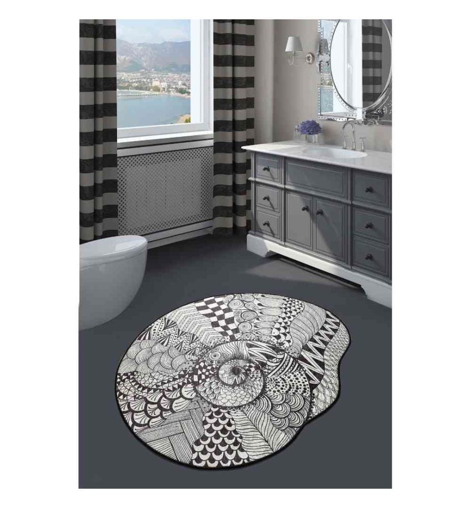 Tapis de bain, Noir, Blanc, Micro Polyamide, Antiallergique