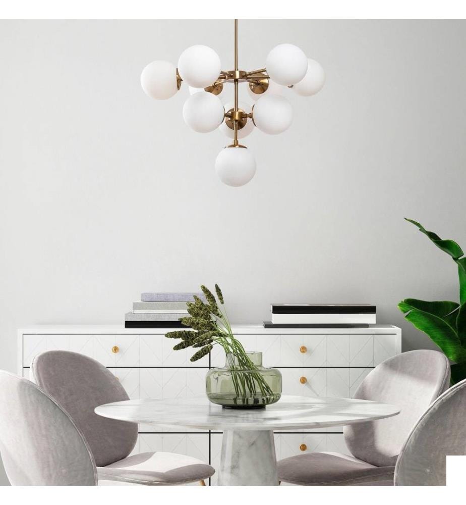 Lustre, Vintage, Corps en métal, Chapeau en verre
