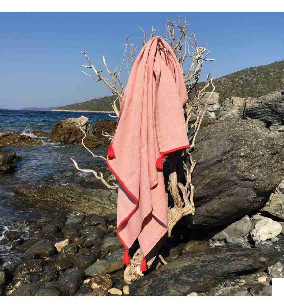 Fouta, Serviette de plage, , Rouge, Coton