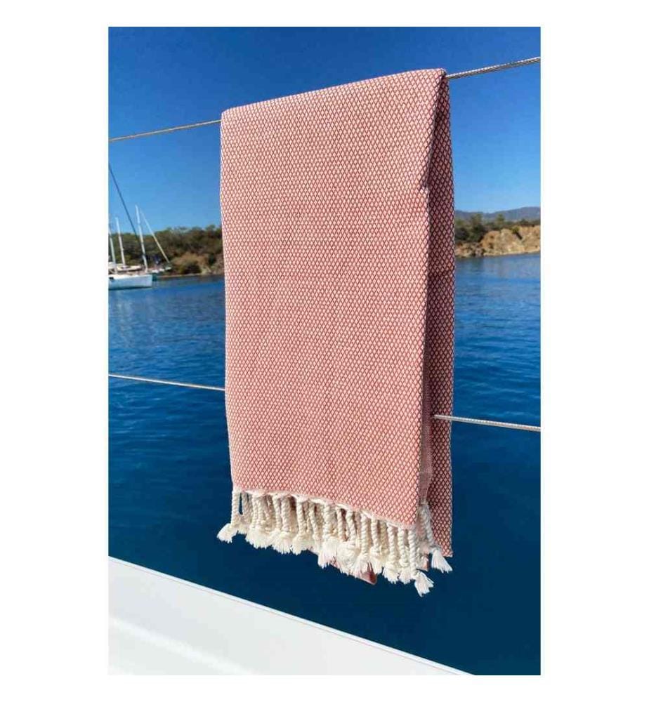 Fouta, serviette de plage, , Tile Red, coton