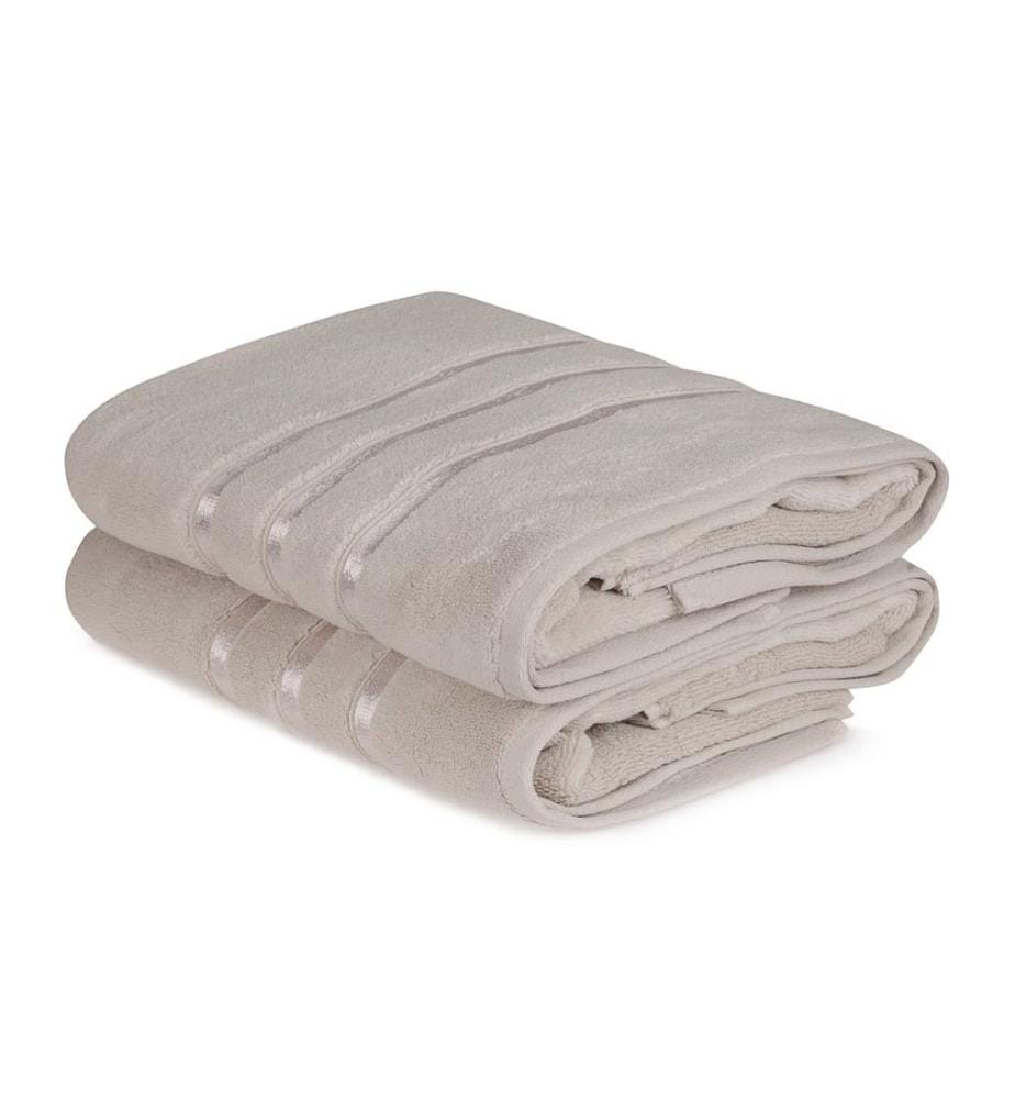 Set de serviettes de bain, 2 pièces, Light Brown, Microcotton, 560 gr-m²,