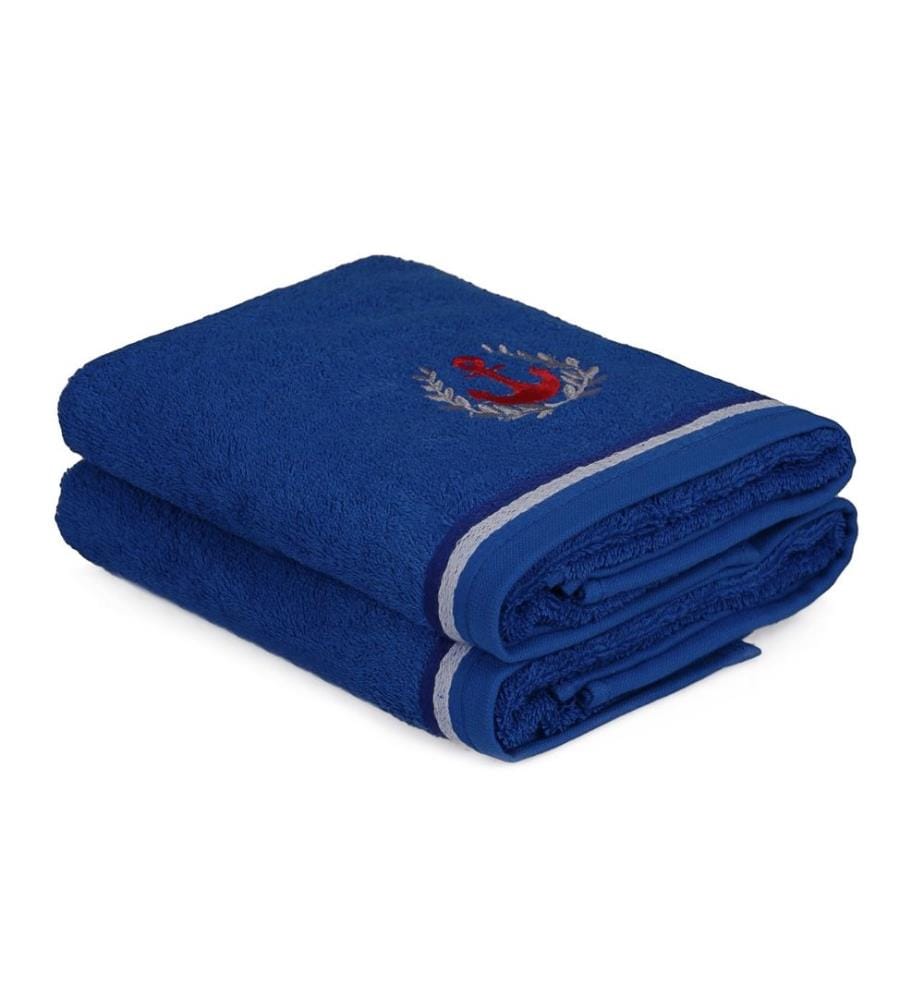 Set d'essuie-mains, 2 pièces, bleu royal, coton, 460 gr-m²,