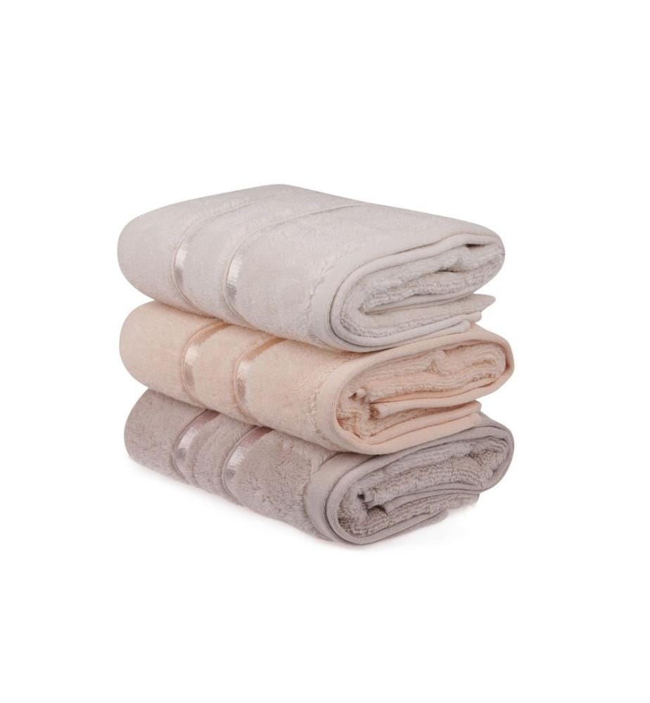 Set de serviettes de toilette, 3 pièces, Light Yellow Light Lilac Salmon, Microcotton, 560 gr-m²,