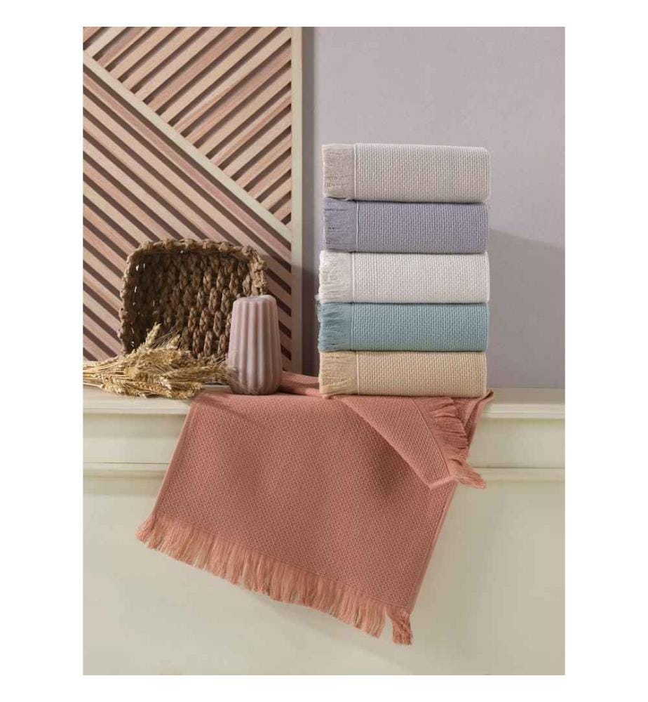 Set de serviettes de toilette, 6 pièces, multicolore, 100% microcoton