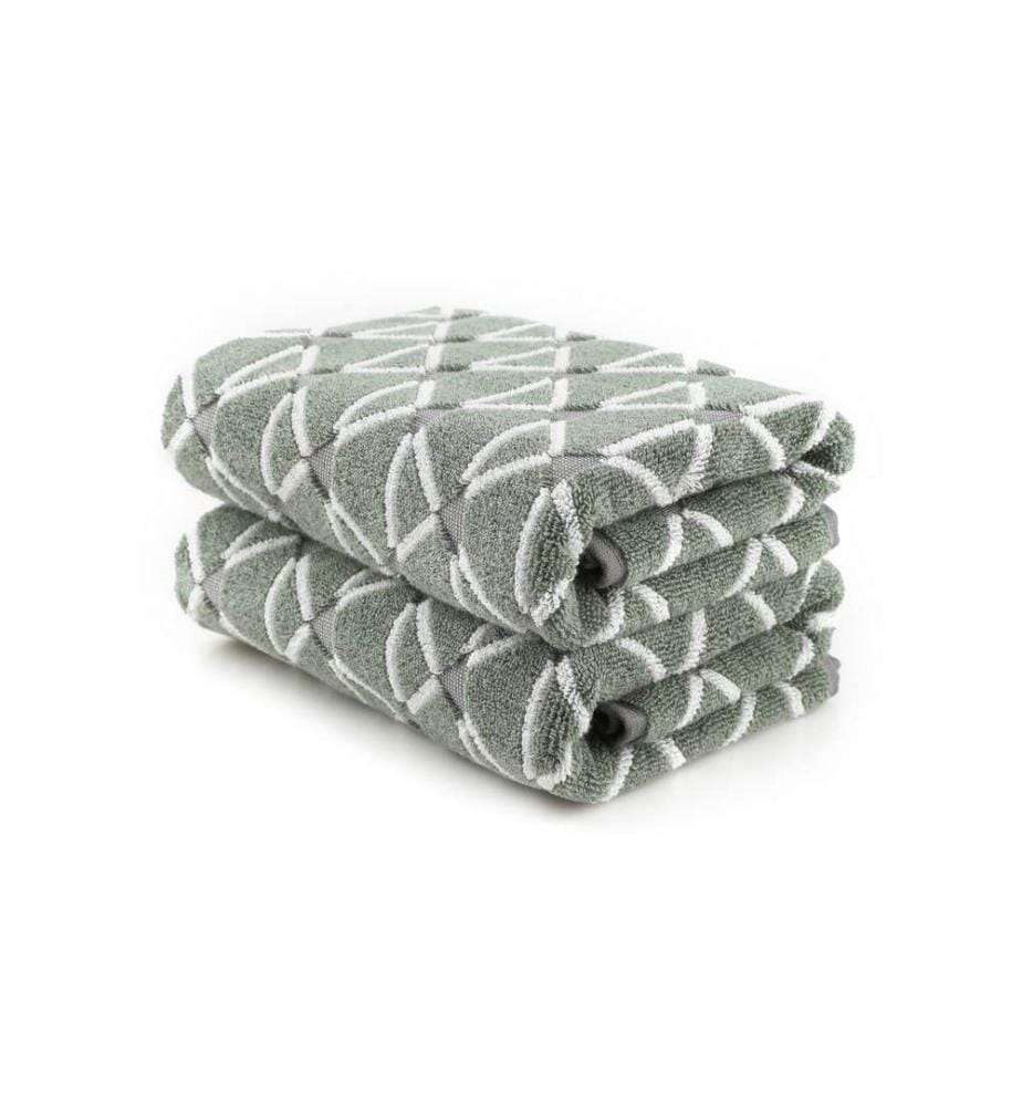 Set de serviettes, 2 pièces, vert, 100% microcoton