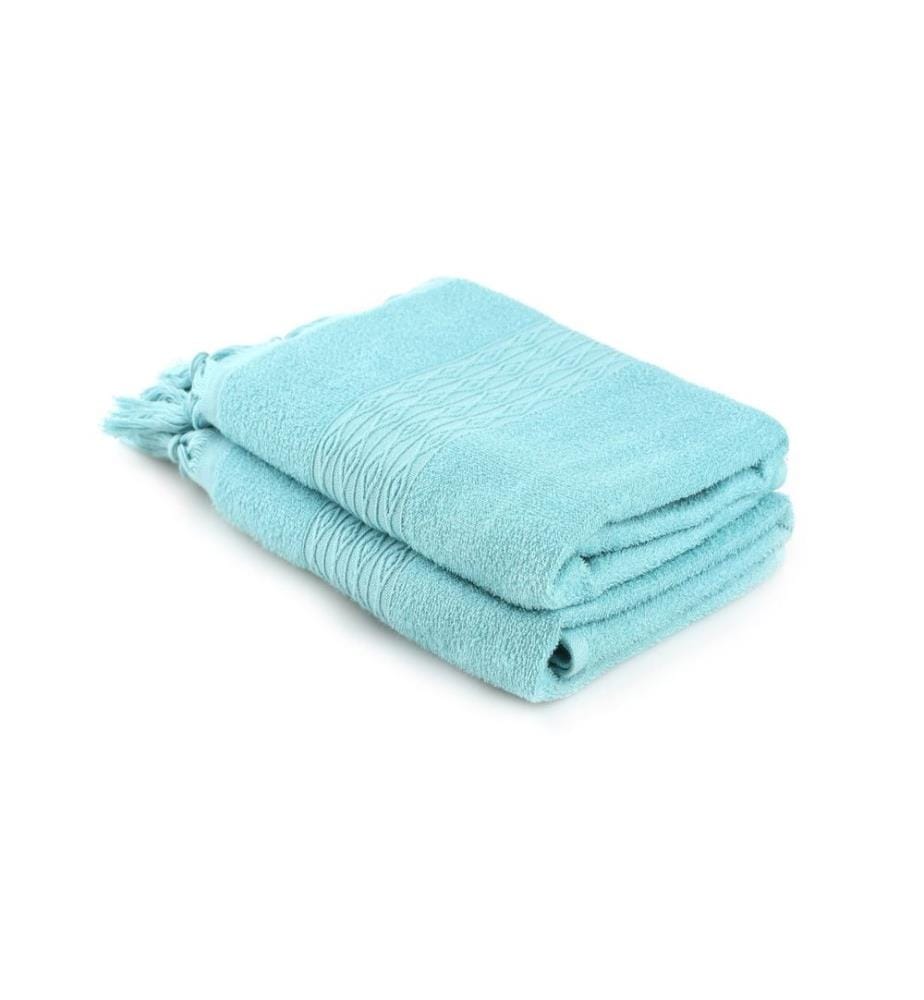 Set de serviettes, 2 pièces, Turquoise, 100% coton