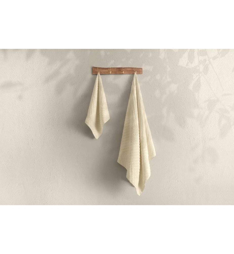 Set de serviettes de bain, 2 pièces, crème, coton, 350 gr-m²,