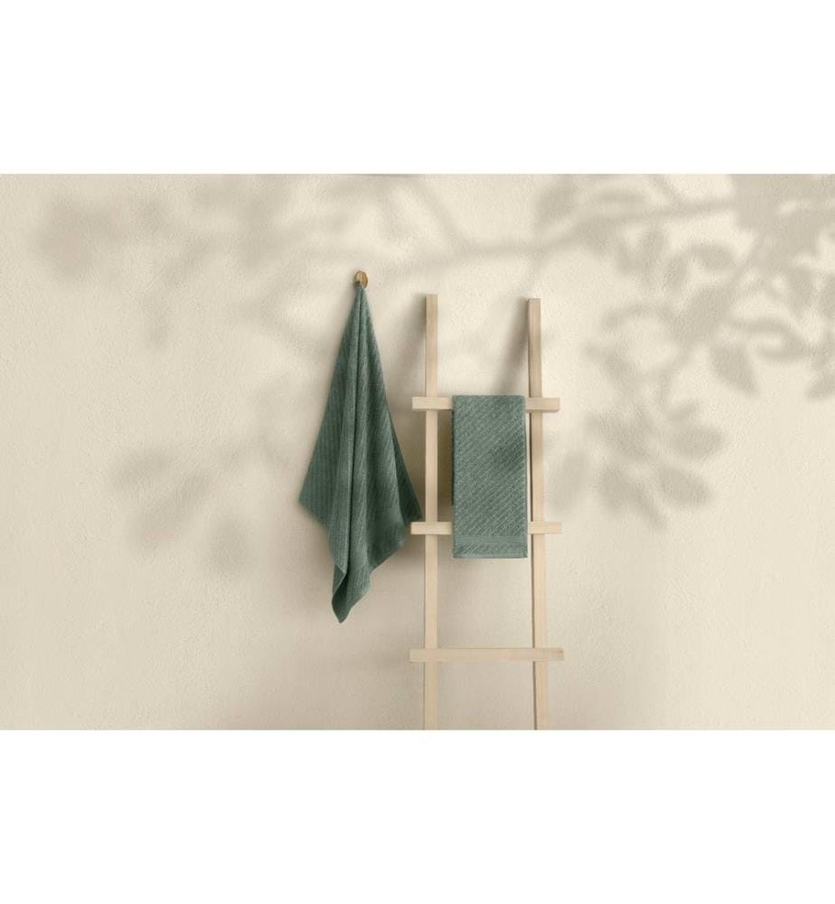 Set de serviettes de bain, 2 pièces, vert, coton, 350 gr-m²,