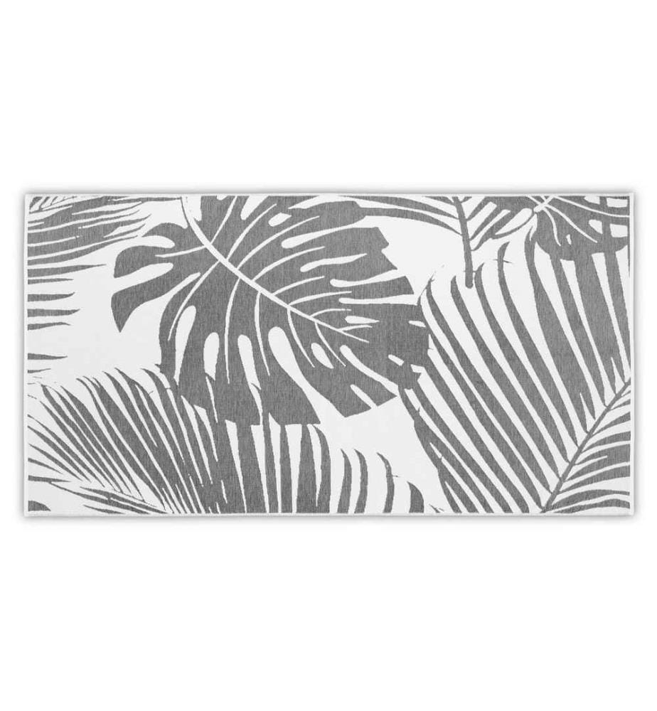 Fouta, serviette de plage, anthracite, blanc, 100% coton