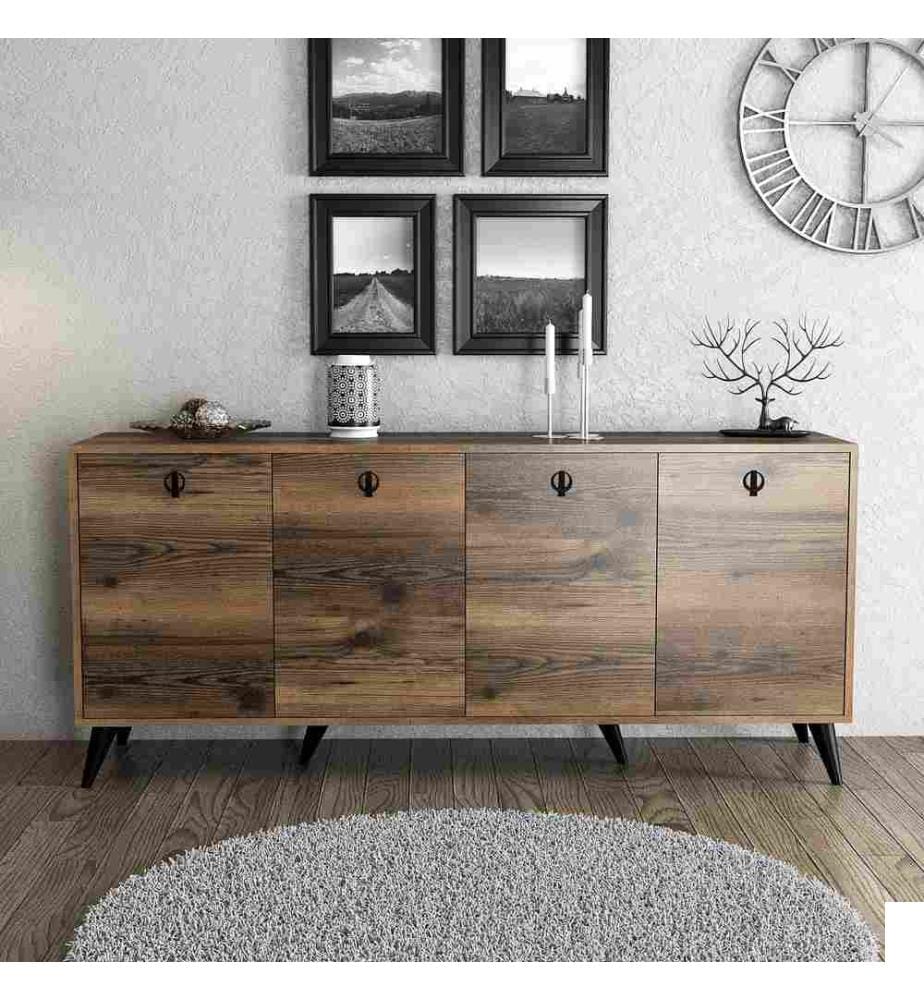 Console, noyer, panneau de particules mélaminé