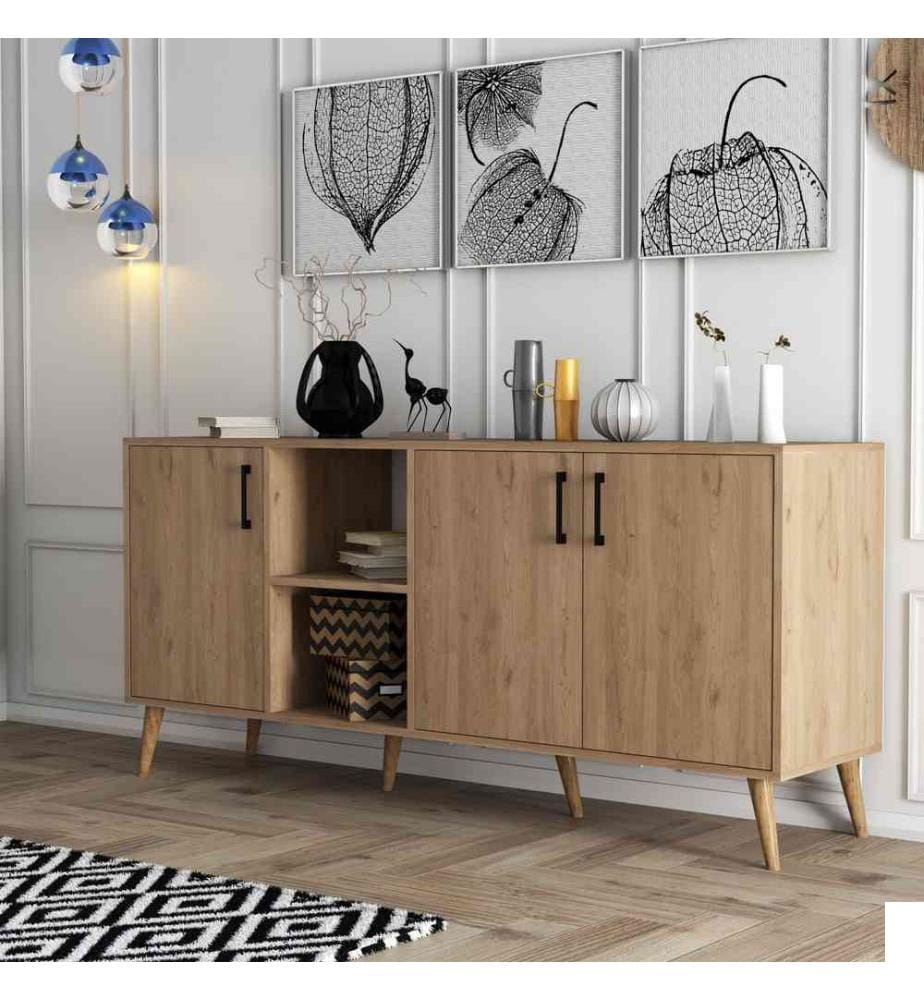 Console, chêne, panneau de particules mélaminé
