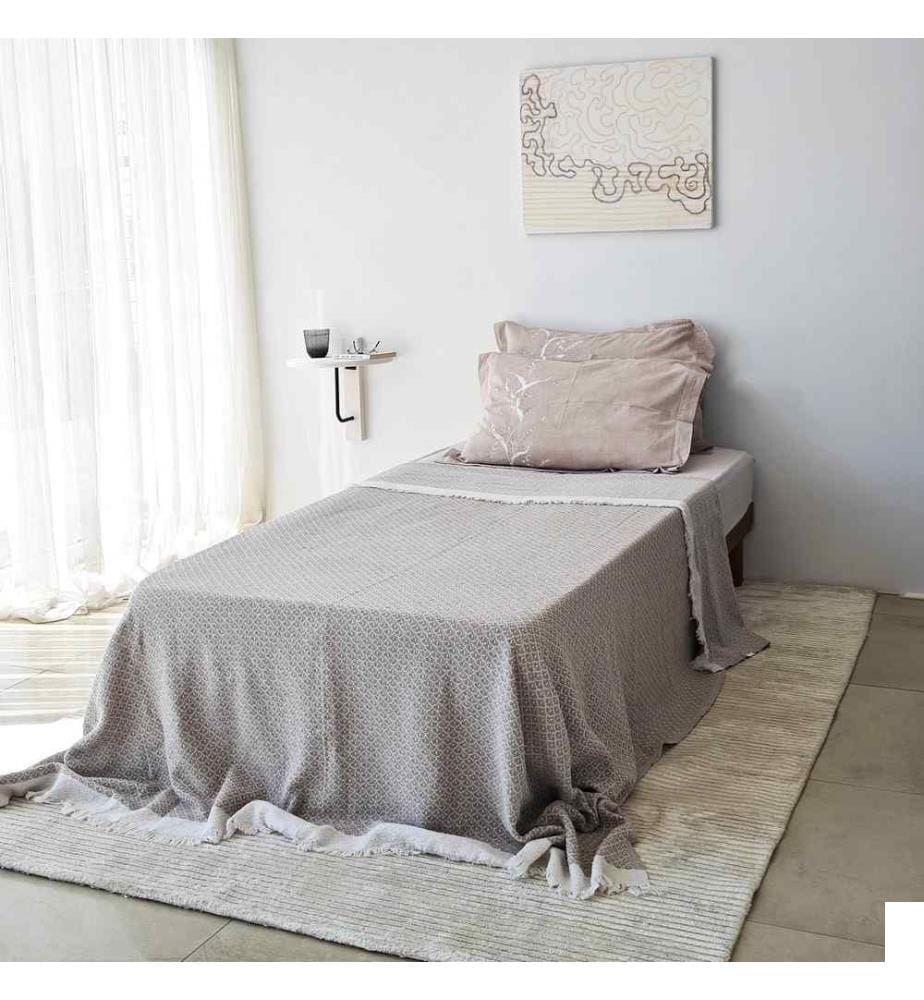 Etagère murale, Noir, Blanc, Bois massif, Cadre : Métal