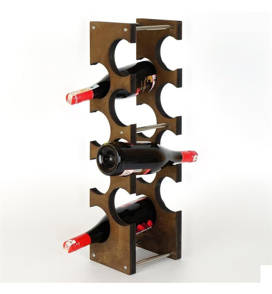 Porte-bouteilles décoratif en bois, noyer, contreplaqué (Epaisseur : 8 Mm)