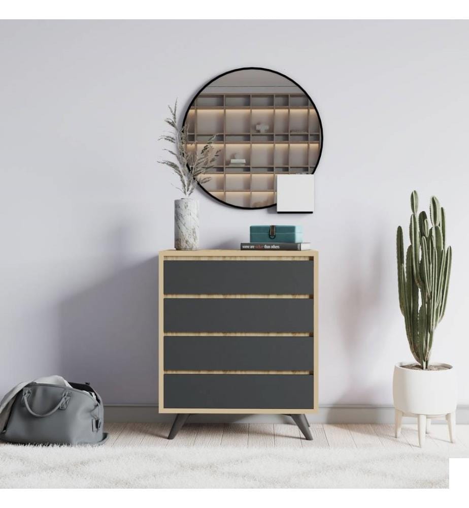 Commode, chêne anthracite, panneau de particules mélaminé