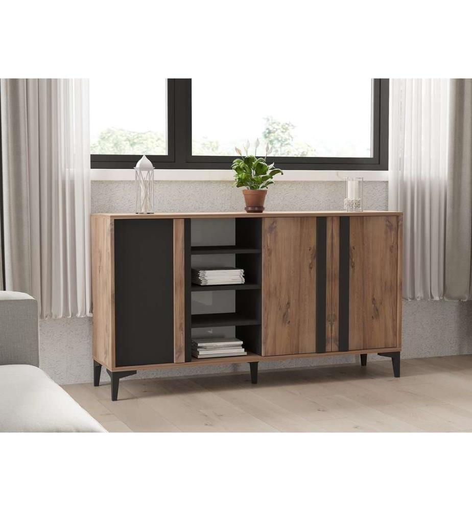 Console, Atlantic, Anthracite, Panneau de particules mélaminé