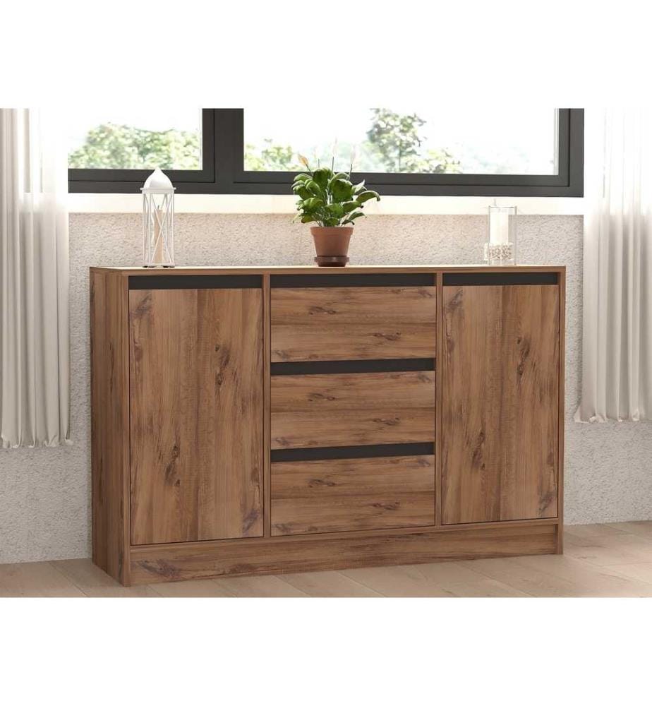 Console, pin atlantique, anthracite, panneau de particules mélaminé