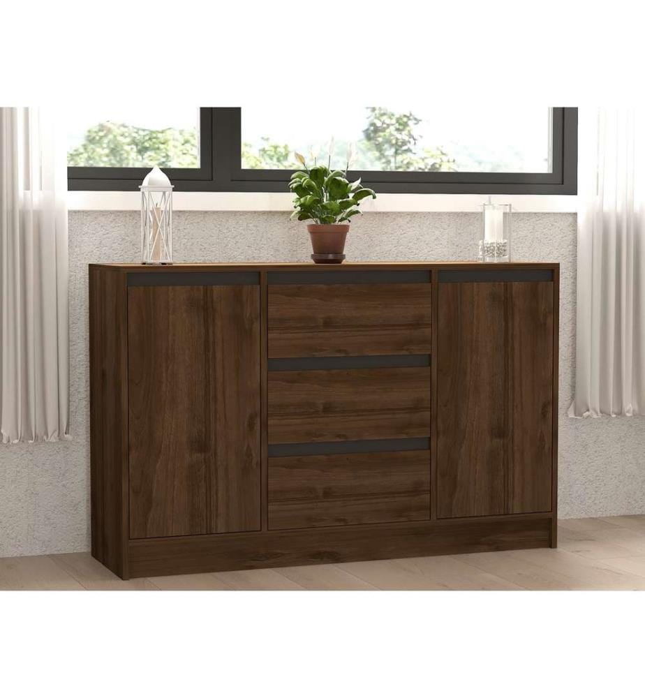 Console, Noyer, Anthracite, Panneau de particules mélaminé