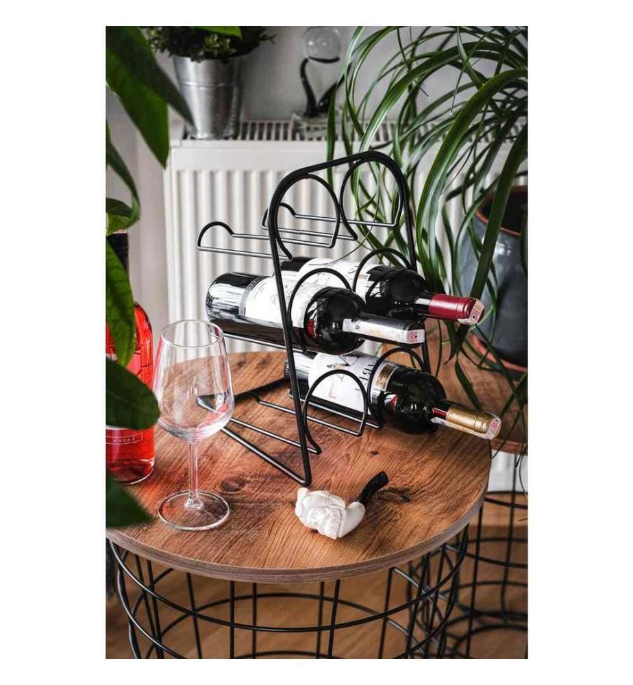 Porte-bouteilles de vin, noir, cadre : 100% métal