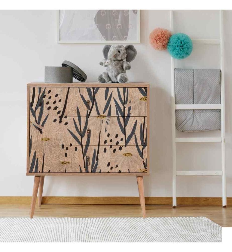 Commode, Multicolore, Panneau de particules mélaminé, Pieds en bois