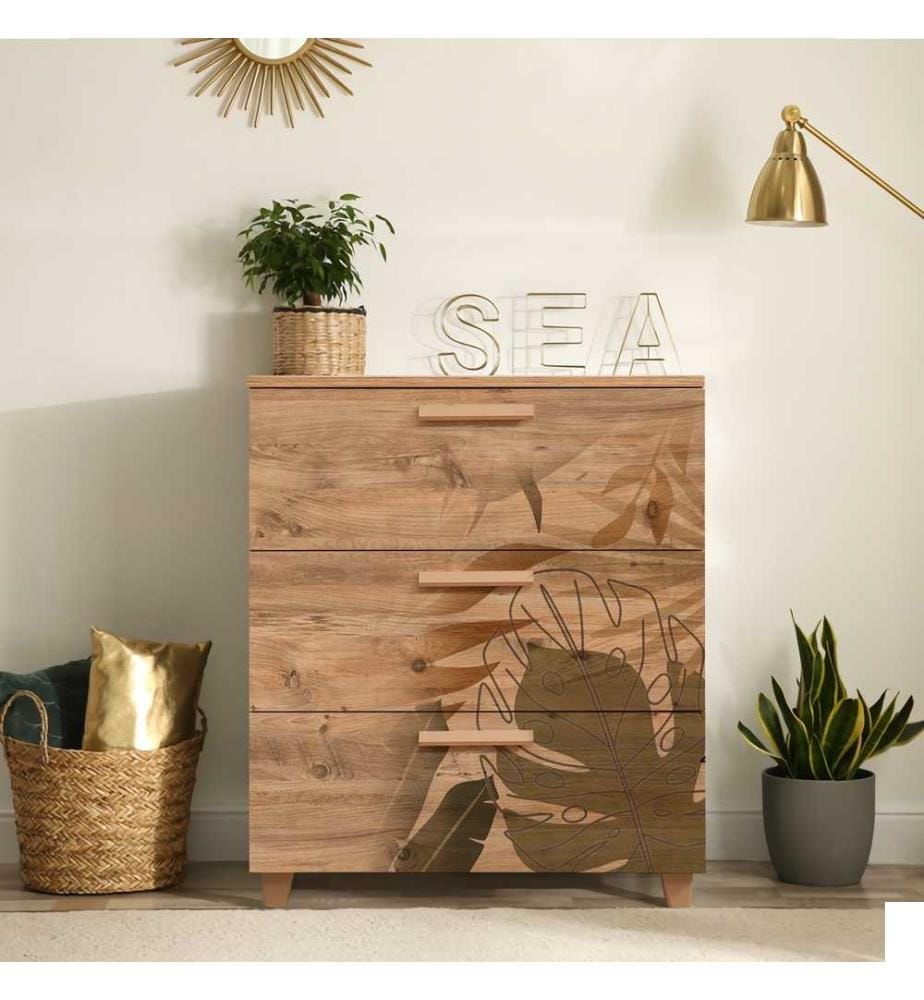 Commode, pin atlantique, panneau de particules mélaminé