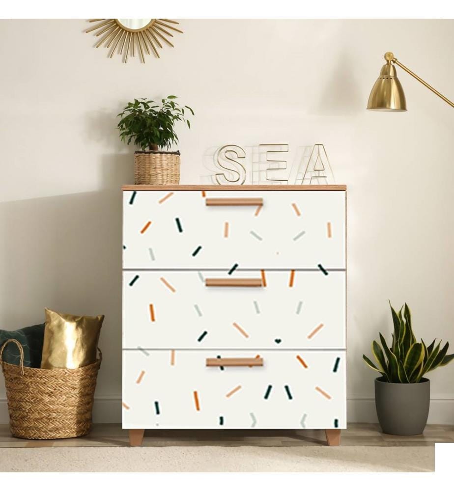 Commode, pin atlantique blanc, panneau de particules mélaminé