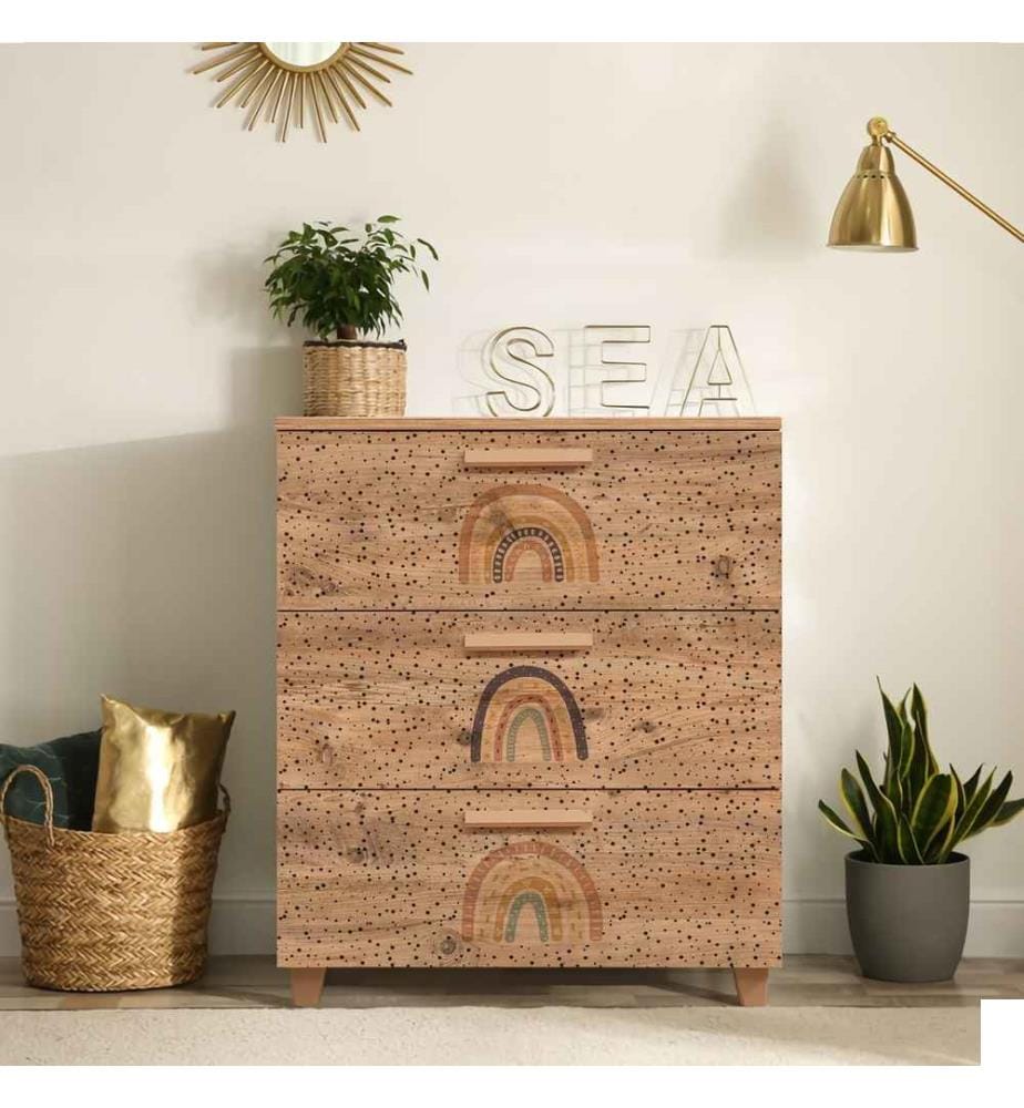 Commode, pin atlantique, panneau de particules mélaminé
