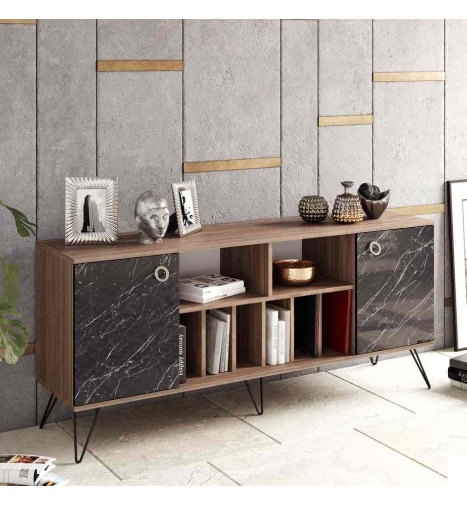 Console, noyer noir, panneau de particules mélaminé