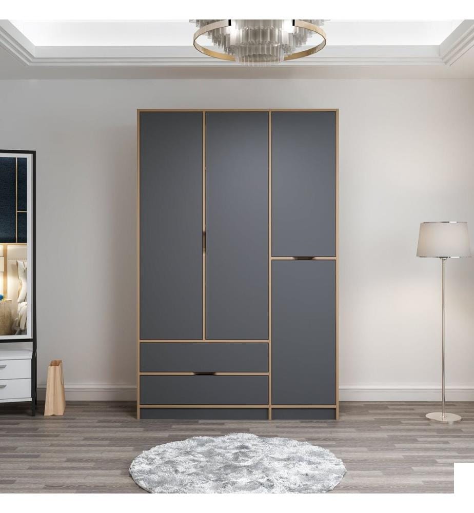 Armoire, anthracite, doré, 100 % PANNEAUX DE PARTICULES REVÊTUS DE MÉLAMINE