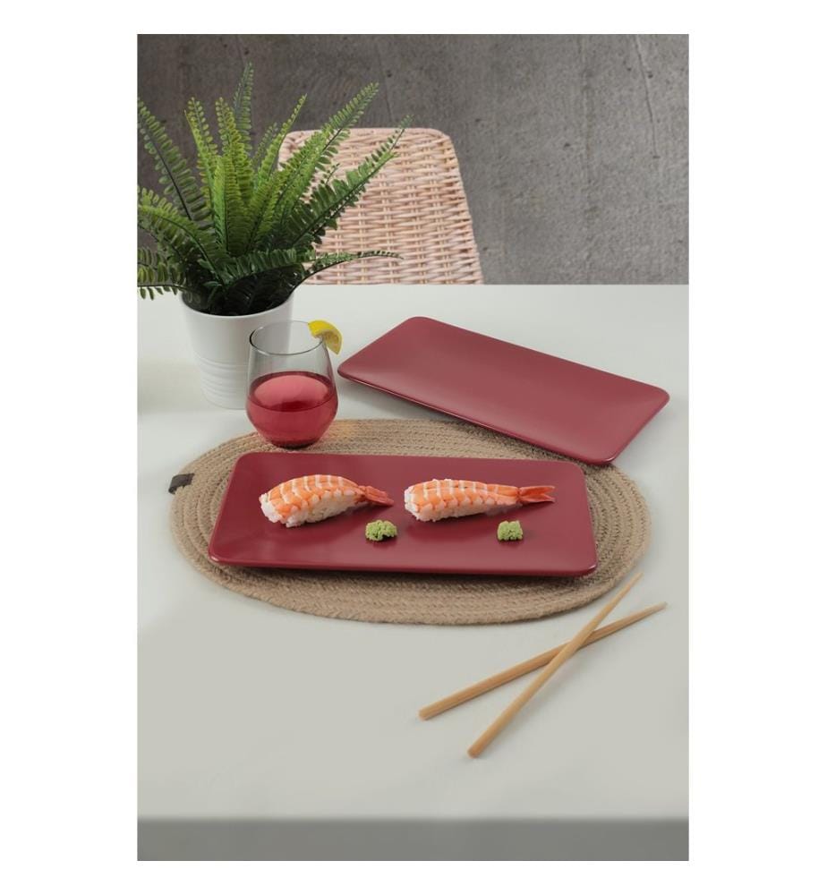 Plat, 2 Pièces, Rouge, 100% Ceramic, Antibactérien, Nettoyage facile