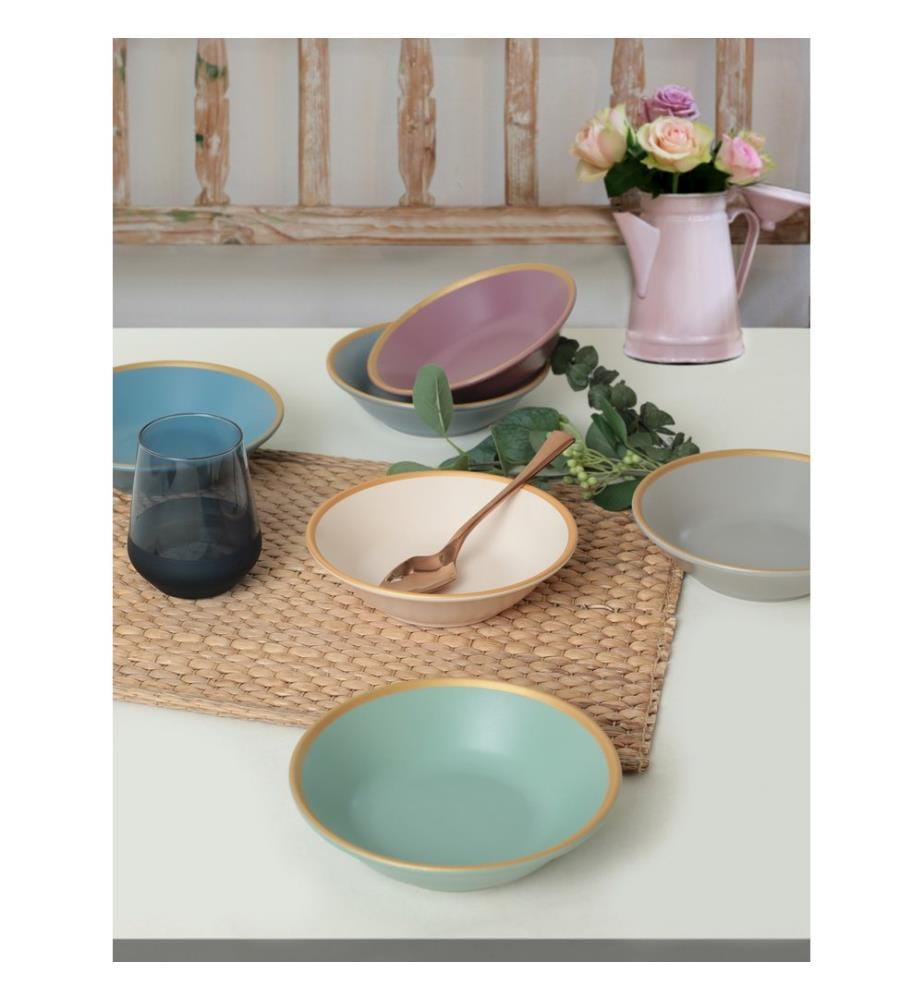 Set d'assiettes, 6 pièces, Multicolore, 100% Ceramic, Antibactérien