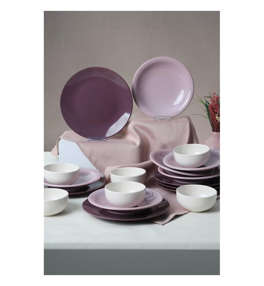 Service de table en céramique, 18 pièces, Multicolore, 100% Ceramic, Antibactérien