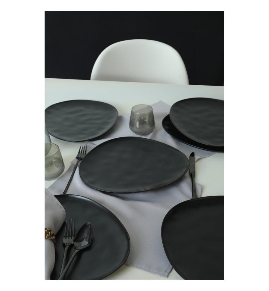 Set d'assiettes, 6 pièces, noir mat, 100% Ceramic, antibactérien