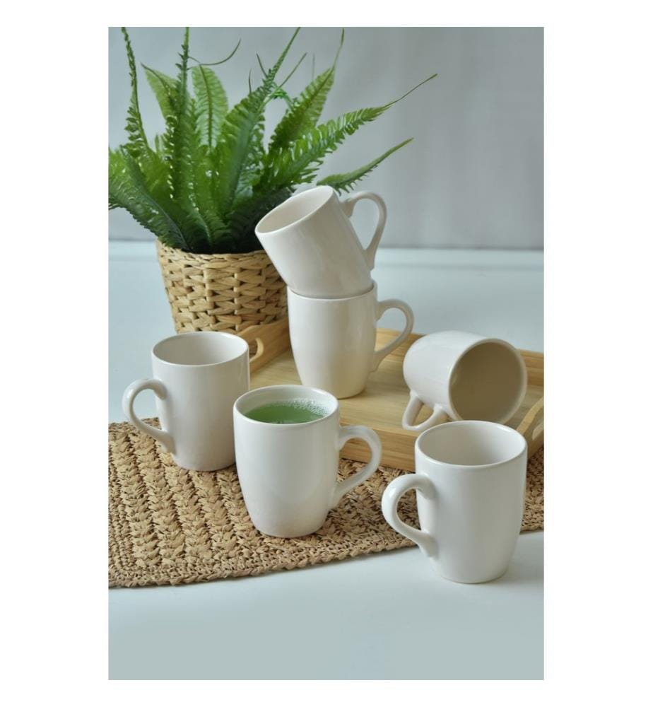 Set de mugs, 6 pièces, Crème, 100% Ceramic, Antibactérien