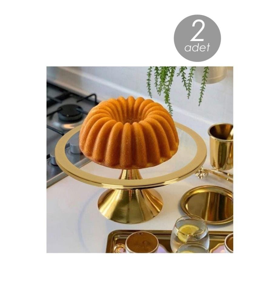 Assiette à gâteau, dorée, 100 % VERRE, cadre : 100 % MÉTAL