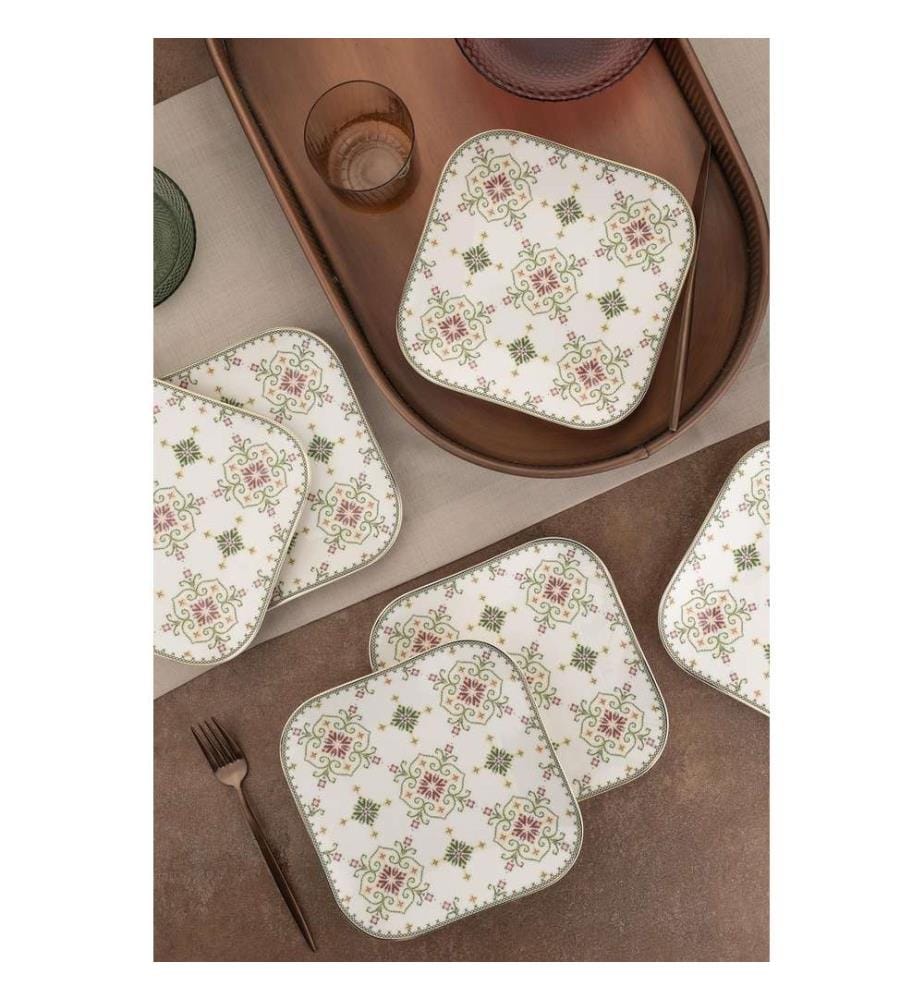 Ensemble à gâteau, 6 pièces, multicolore, 100 % PORCELAINE