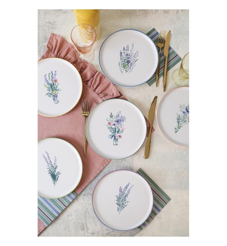 Ensemble d'assiettes, 6 pièces, multicolore, 100 % GRÈS CÉRAMIQUE