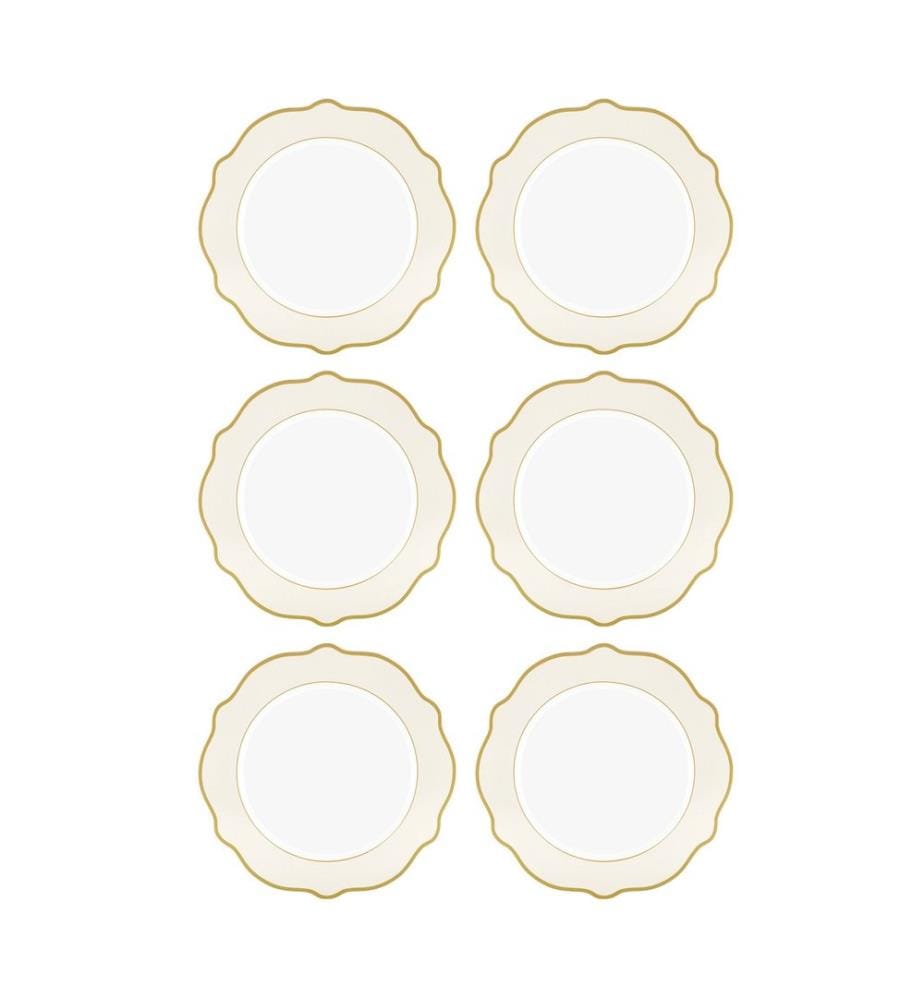 Assiette à dessert, 6 pièces, Crème, 100% Porcelain