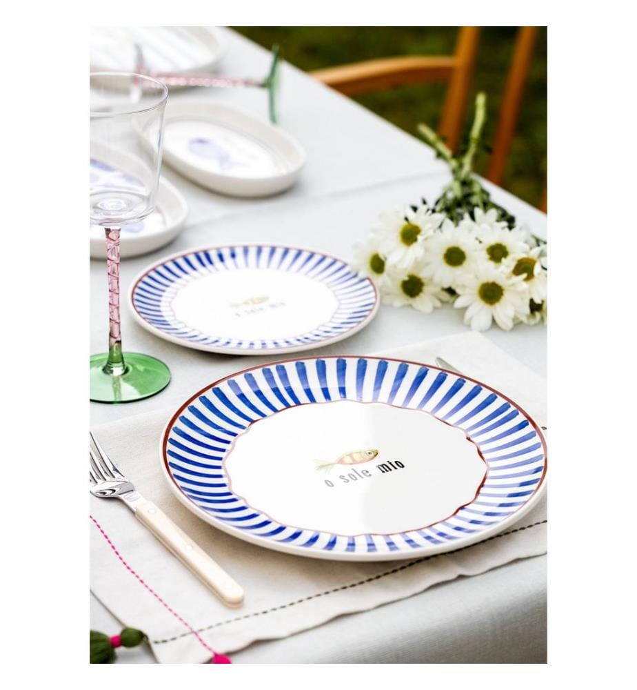 Ensemble d'assiettes de service, 6 pièces, bleu, 100 % CÉRAMIQUE