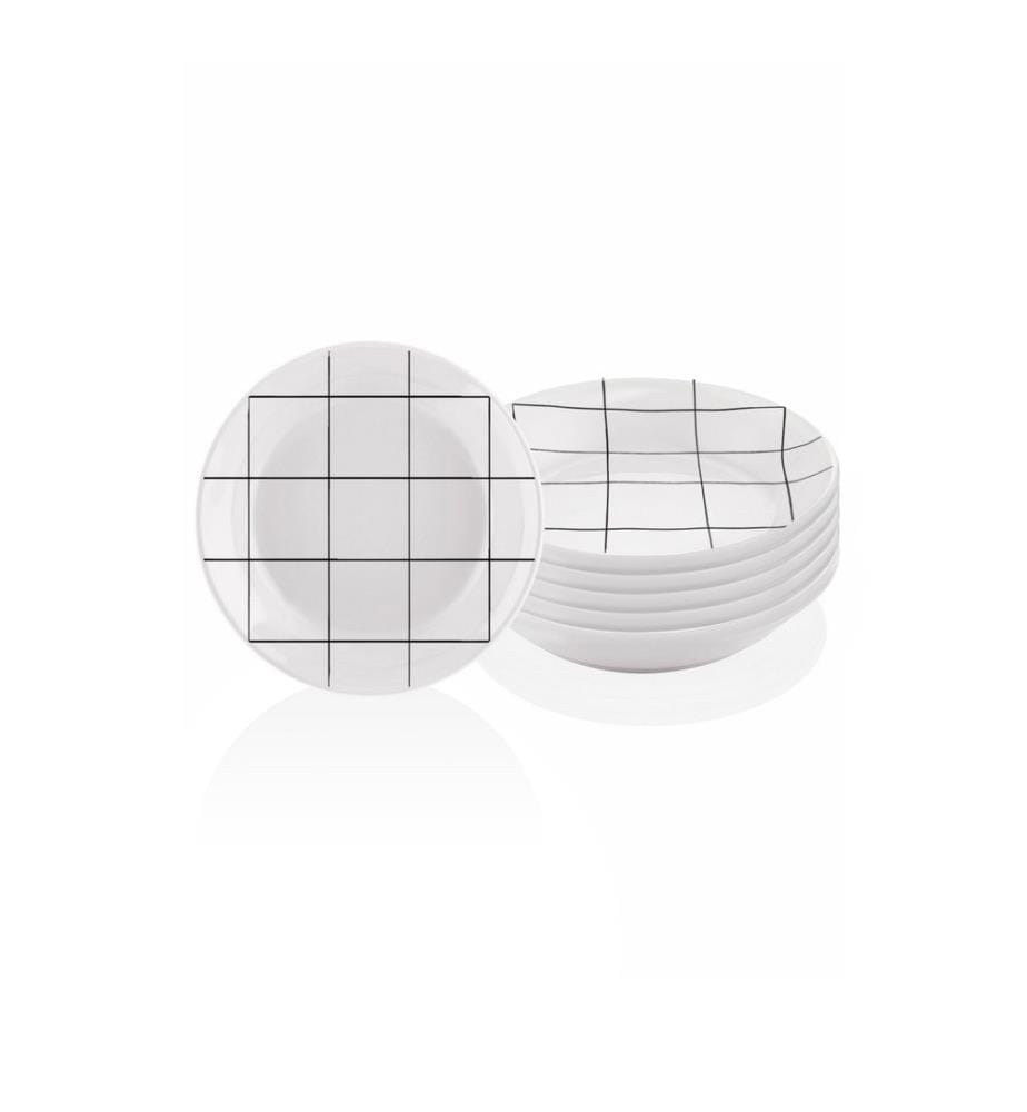 Ensemble d'assiettes, 6 pièces, blanc, 100 % CÉRAMIQUE
