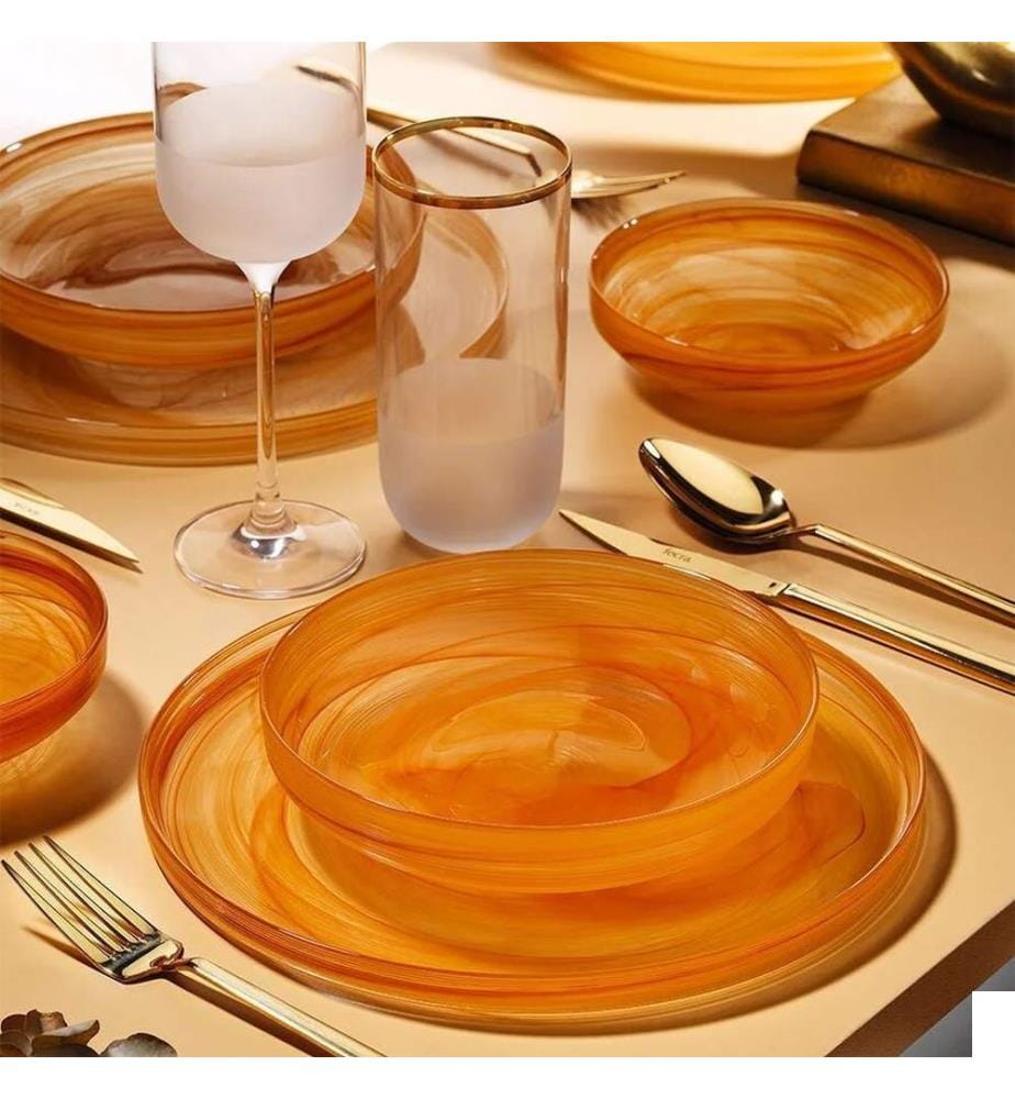 Service de table, 18 pièces, saumon, 100 % VERRE