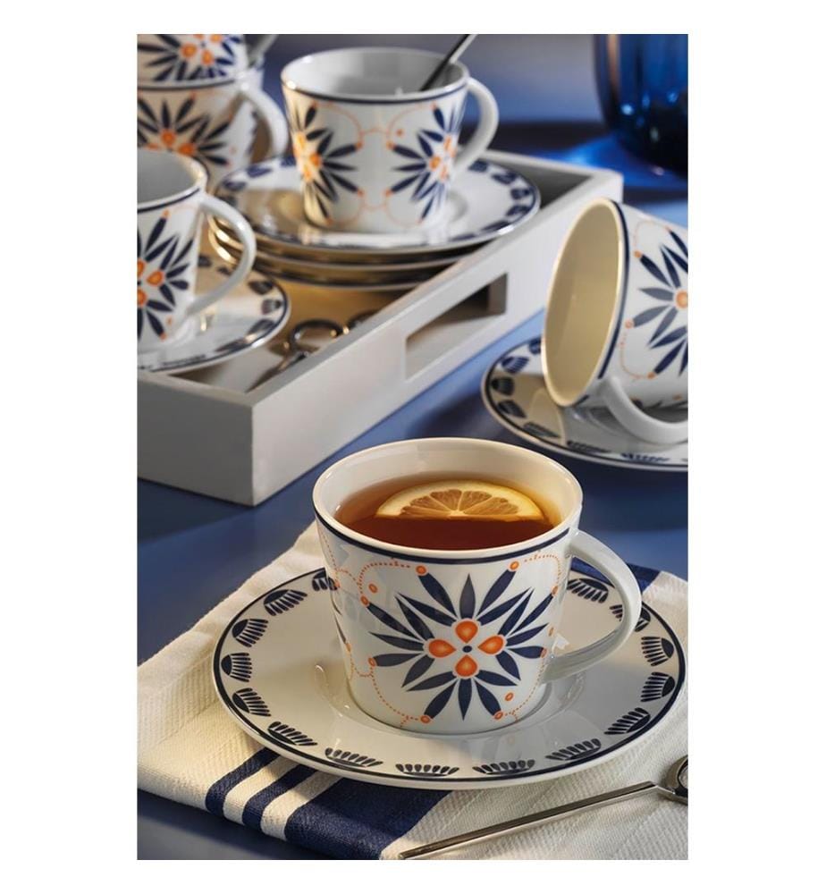 Tasse à thé, 12 pièces, Multicolore, 100% Porcelain