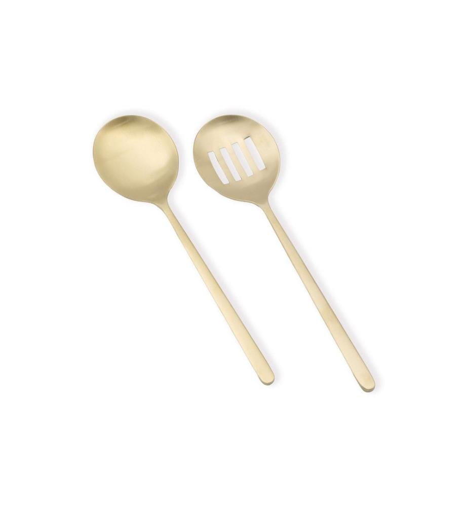 Ensemble de service, 2 pièces, doré, 100 % ACIER INOXYDABLE